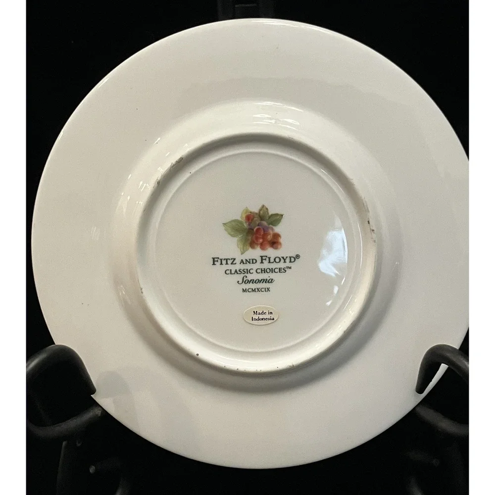 Fitz & Floyd Porcelain Sonoma Coral Arabesque Green Rope Edge Replacement Plate